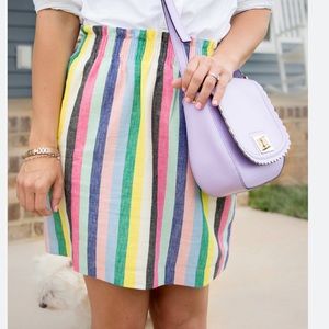 J. Crew Factory Rainbow Stripe Sidewalk Linen Cotton Mini Skirt Pockets 18